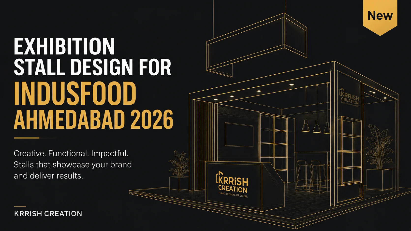 Exhibition stall design Ahmedabad — Indusfood Ahmedabad 2026 F&B booth by Krrish Creation