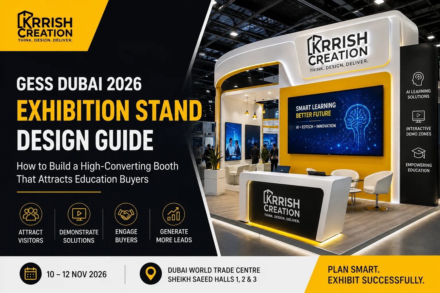 GESS Dubai 2026 exhibition stand design guide by Krrish Creation for custom booth design at Dubai World Trade Centre