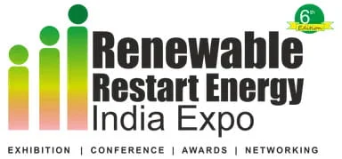Renewable Restart Energy India 2026 official logo — HITEX Hyderabad clean energy trade show