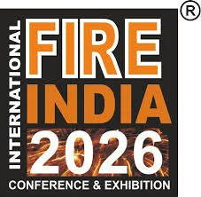 FIRE INDIA 2026 official logo — Yashobhoomi Dwarka New Delhi fire safety exhibition