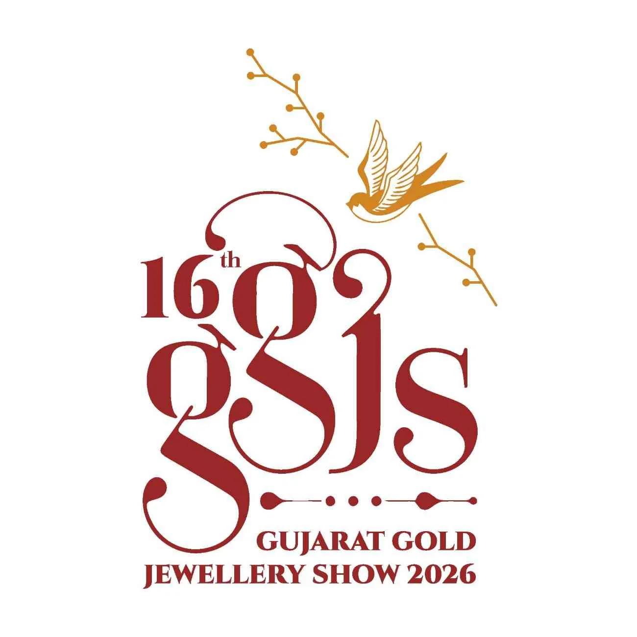 Gujarat Gold Jewellery Show 2026 official logo — Helipad Exhibition Centre Gandhinagar