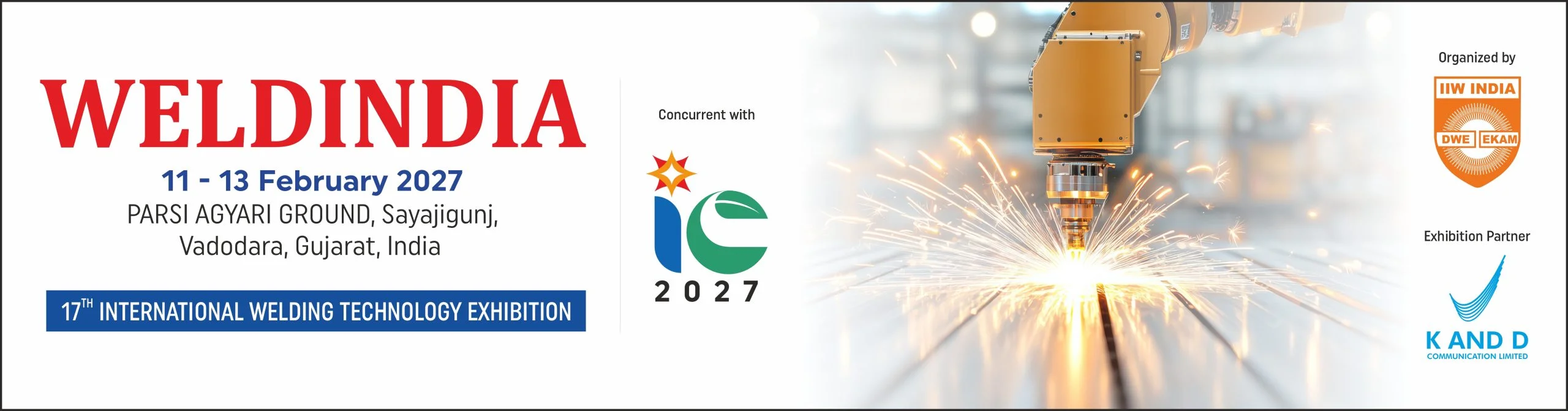17th Weldindia 2027 exhibition stall design and fabrication company logo