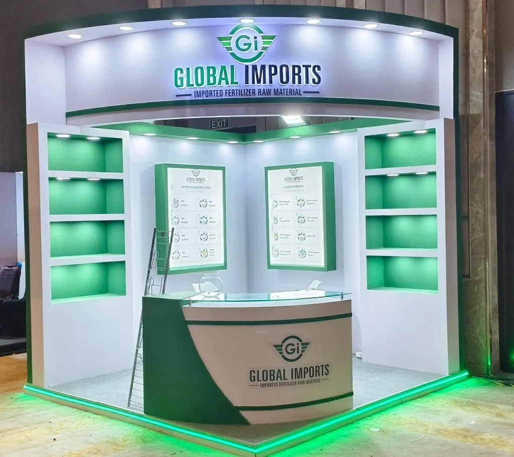 IITF 2026 exhibition stall design concept with product displays and visitor seating
